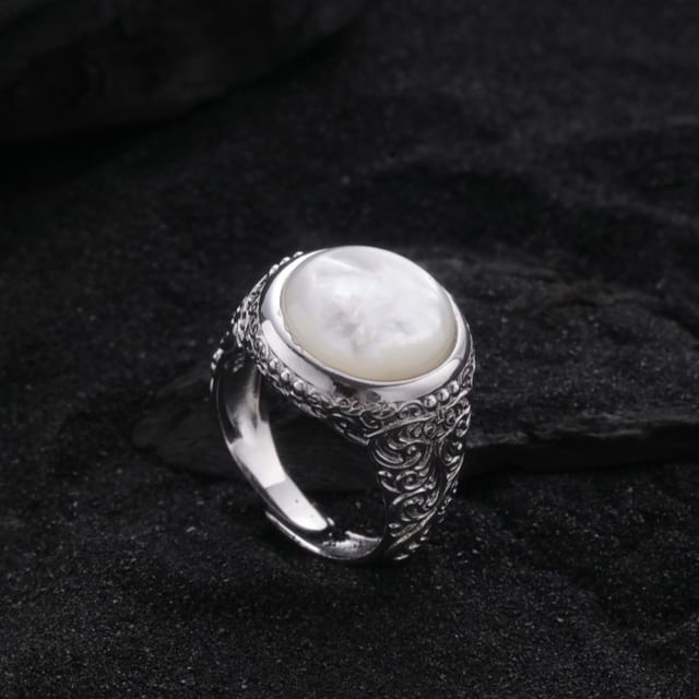 Faux Gemstone Bead Alloy Open Ring SpreePicky