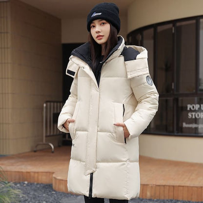 Hooded Padded Zip-Up Long Parka SpreePicky