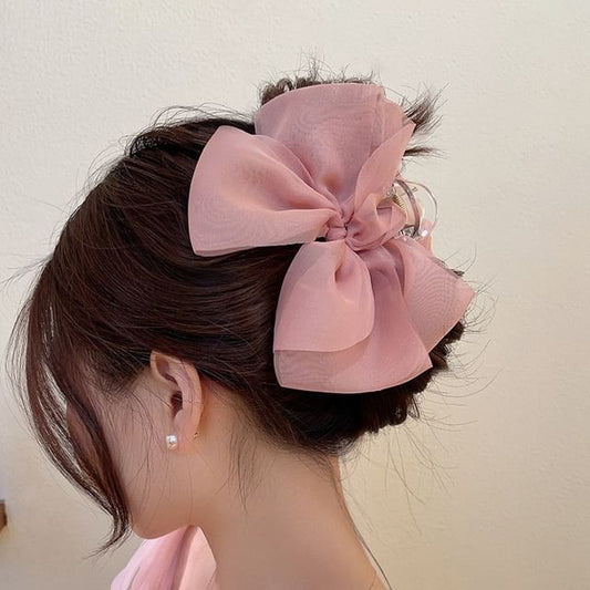 Mesh Bow Accent Hair Claw SpreePicky