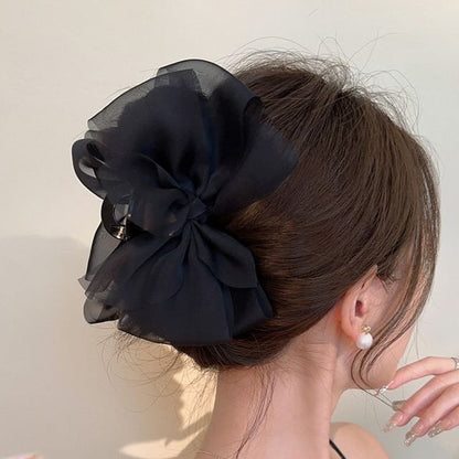 Mesh Bow Accent Hair Claw SpreePicky