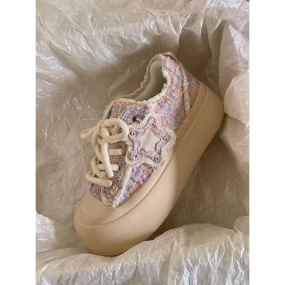 Platform Star Applique Tweed Sneakers SpreePicky