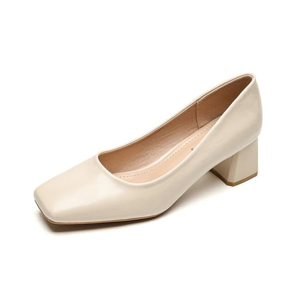 Square Toe Block Heel Pumps SpreePicky