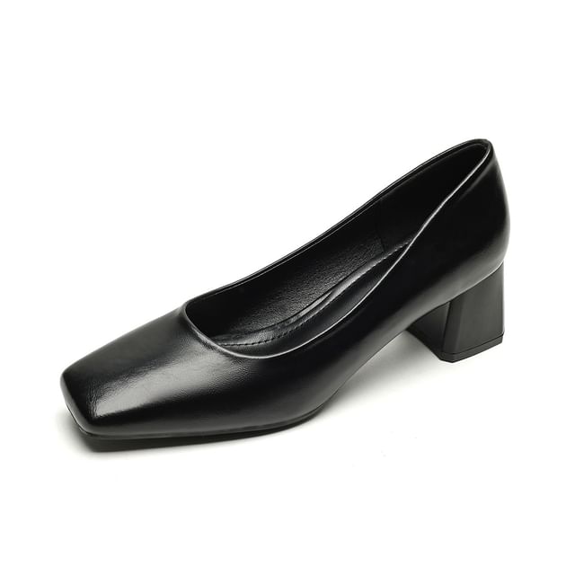 Square Toe Block Heel Pumps SpreePicky