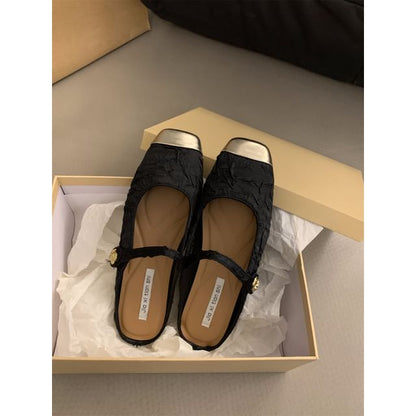 Square Toe Textile Mules SpreePicky