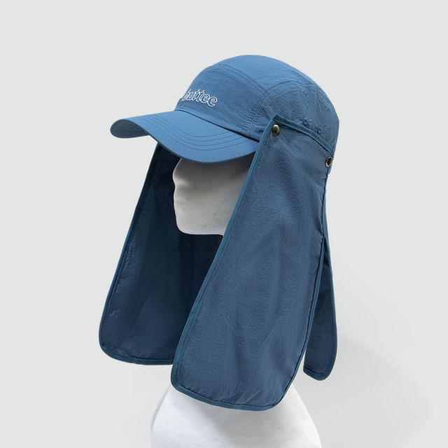 Lettering Embroidered Baseball Cap with Sun Protection Neck Flap SpreePicky