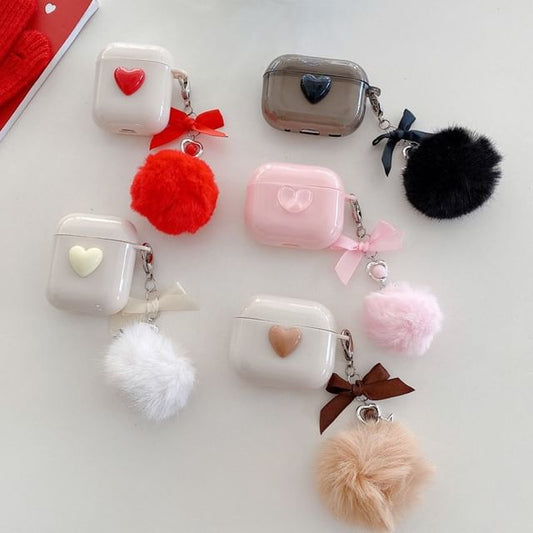 Heart Ribbon Pom Pom AirPods / Pro Earphone Case Skin SpreePicky