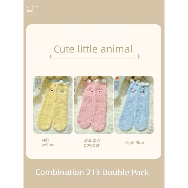 Cartoon Coral Fleece Short Socks / Set SpreePicky