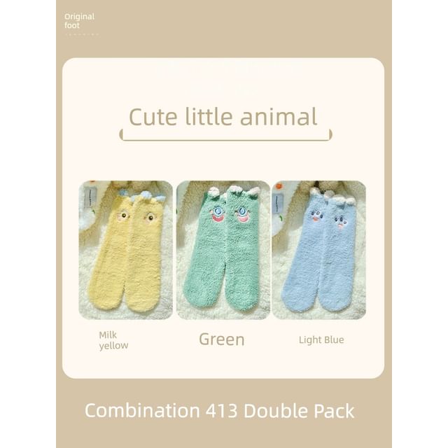 Cartoon Coral Fleece Short Socks / Set SpreePicky