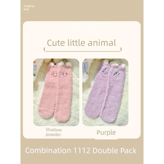 Cartoon Coral Fleece Short Socks / Set SpreePicky