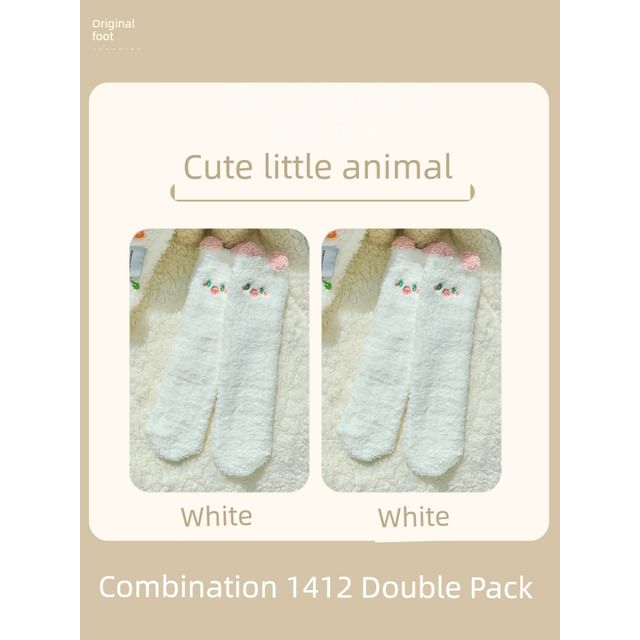 Cartoon Coral Fleece Short Socks / Set SpreePicky