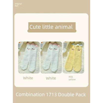 Cartoon Coral Fleece Short Socks / Set SpreePicky