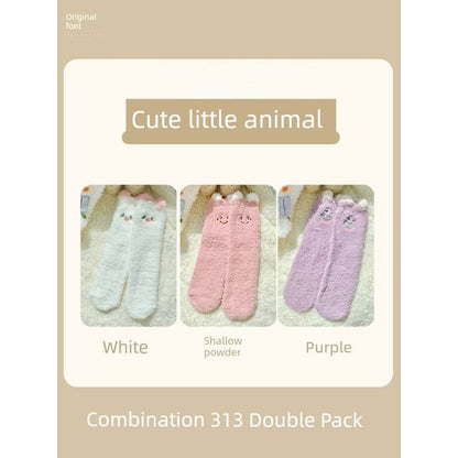 Cartoon Coral Fleece Short Socks / Set SpreePicky