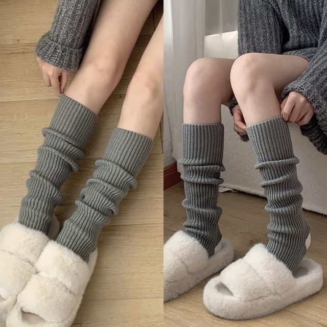 Plain Ribbed Knee Leg Warmers / Set SpreePicky