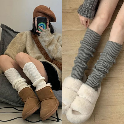 Plain Ribbed Knee Leg Warmers / Set SpreePicky