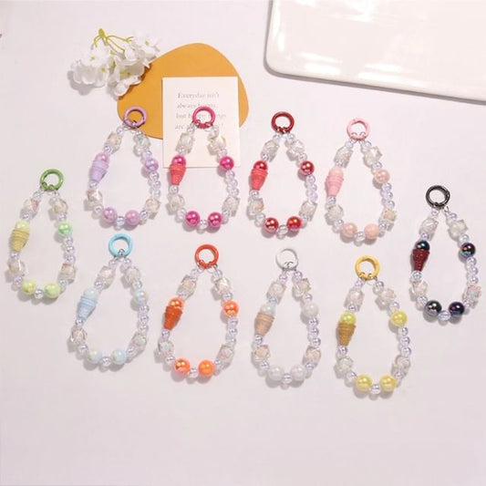 Ice Cream Acrylic Bead Bag Charm Keyring SpreePicky