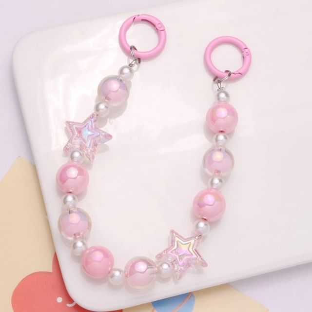 Star Faux Pearl Acrylic Bag Charm Keyring SpreePicky