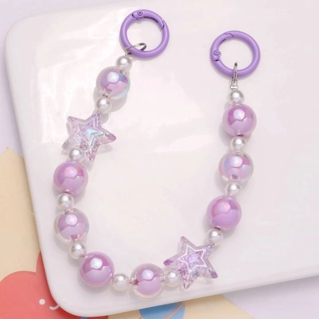 Star Faux Pearl Acrylic Bag Charm Keyring SpreePicky