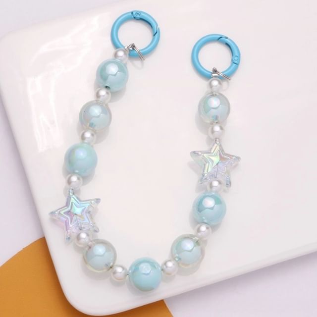 Star Faux Pearl Acrylic Bag Charm Keyring SpreePicky