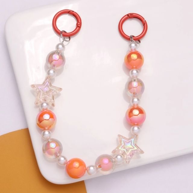 Star Faux Pearl Acrylic Bag Charm Keyring SpreePicky