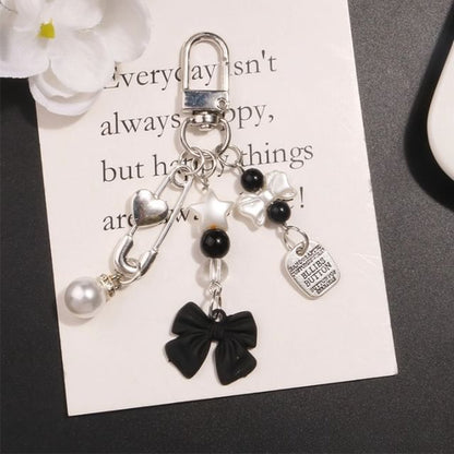 Bow Faux Pearl Acrylic Alloy Bag Charm Keyring (Various Designs) SpreePicky