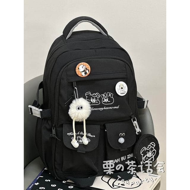 Cartoon Embroidered Multi-Pocket Backpack / Coin Purse / Bag Charm / Set SpreePicky