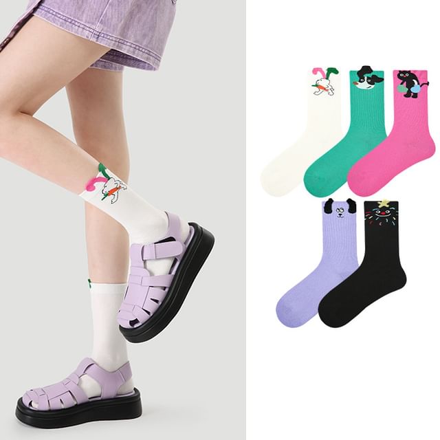 Set of 5 Pairs: Cartoon Print Socks SpreePicky