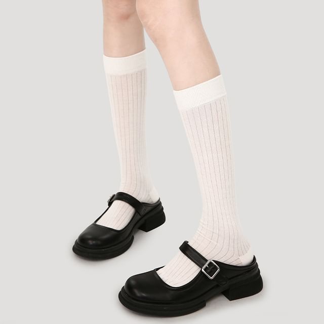 Plain Mid-Calf Socks SpreePicky