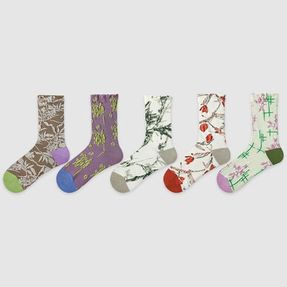 Set of 5 Pairs: Floral Jacquard Socks SpreePicky