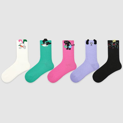 Set of 5 Pairs: Cartoon Print Socks SpreePicky