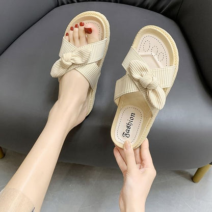 Platform Bow Slide Sandals SpreePicky