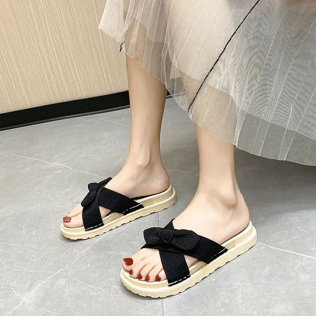 Platform Bow Slide Sandals SpreePicky