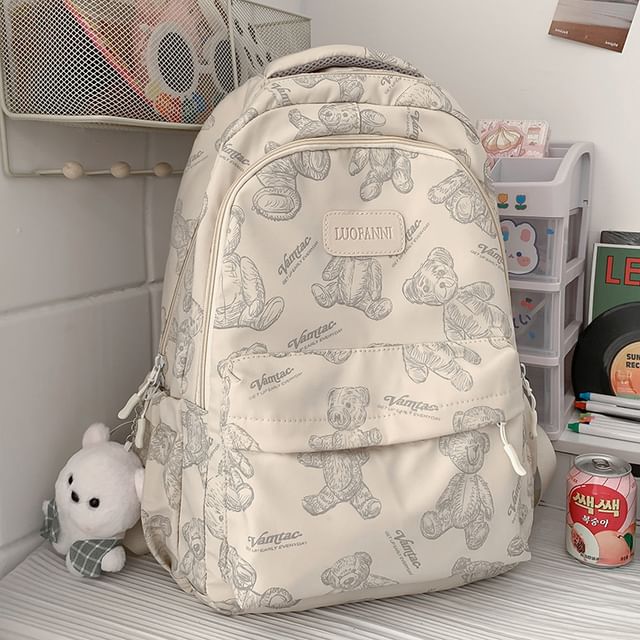 Bear Print Nylon Backpack SpreePicky