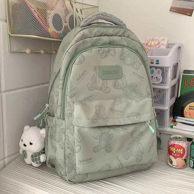 Bear Print Nylon Backpack SpreePicky