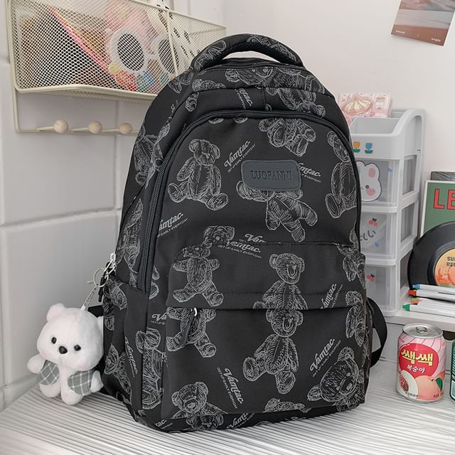 Bear Print Nylon Backpack SpreePicky