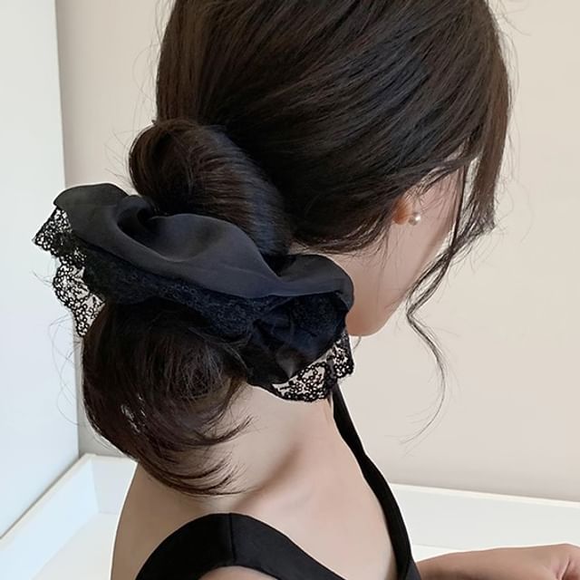 Plain Lace Trim Scrunchie SpreePicky