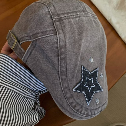 Star Applique Flat Cap SpreePicky