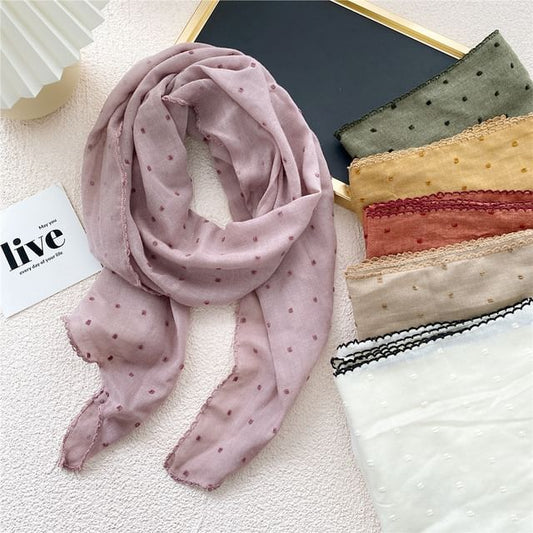 Dotted Lace Trim Scarf SpreePicky