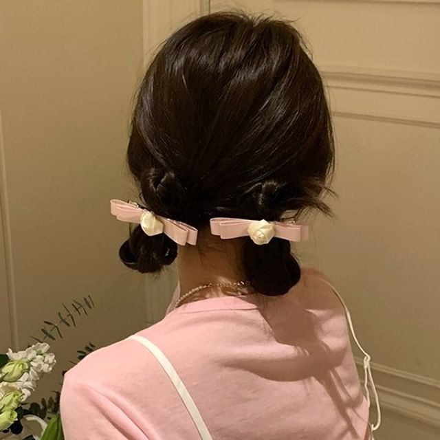 Flower Bow Hair Clip SpreePicky