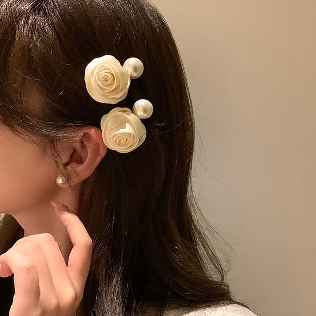 Flower Faux Pearl Hair Clip SpreePicky