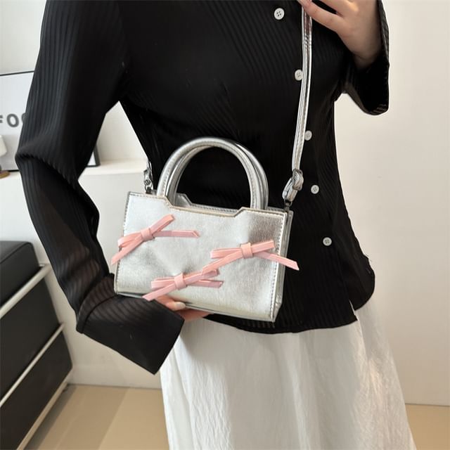 Ribbon Faux Leather Crossbody Bag SpreePicky