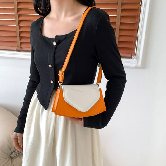 Two Tone Faux Leather Crossbody Bag SpreePicky