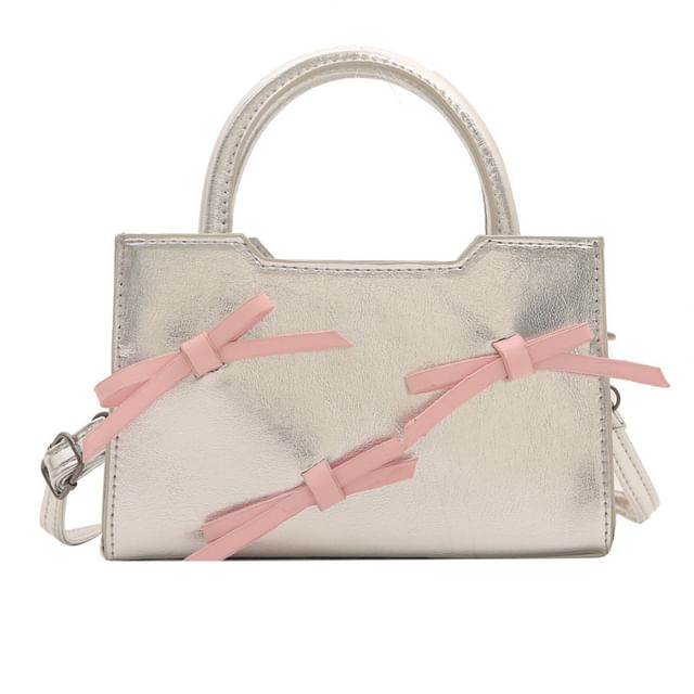 Ribbon Faux Leather Crossbody Bag SpreePicky