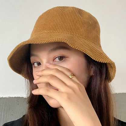 Plain Corduroy Bucket Hat SpreePicky