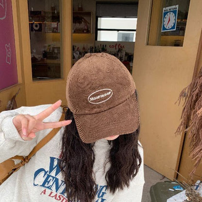 Lettering Embroidered Corduroy Baseball Cap SpreePicky