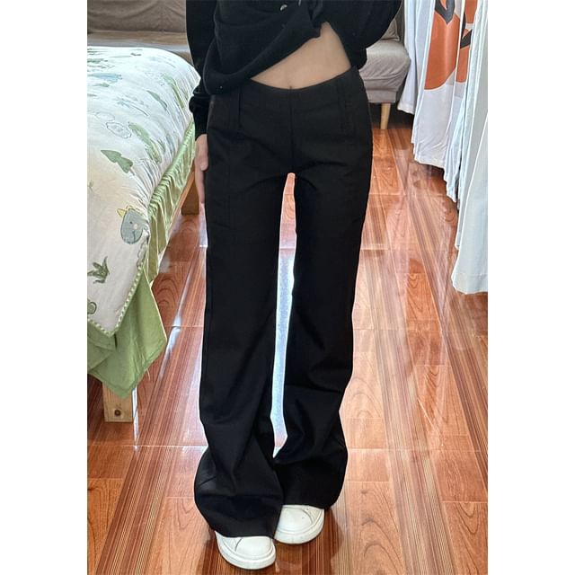 Low Rise Plain Wide Leg Dress Pants SpreePicky