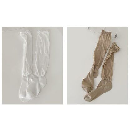 Set of 2 Pairs: Plain Shirred Socks SpreePicky