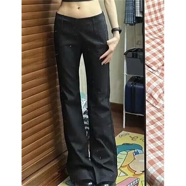 Low Rise Plain Flared Pants SpreePicky