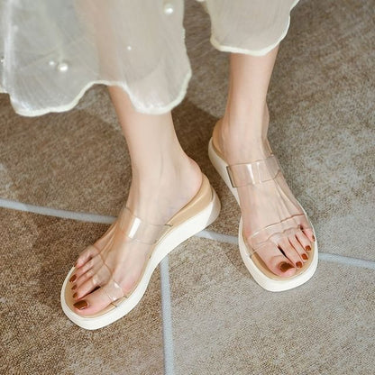 PVC Strap Platform Slide Sandals mySite