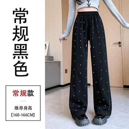 High Waist Rhinestone Wide Leg Pants SpreePicky