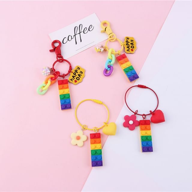 Rainbow Toy Block Bag Charm Keyring (Various Designs) SpreePicky